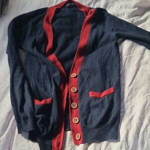 Wren Womens Black and Red Cardigan Sweater Size Xs